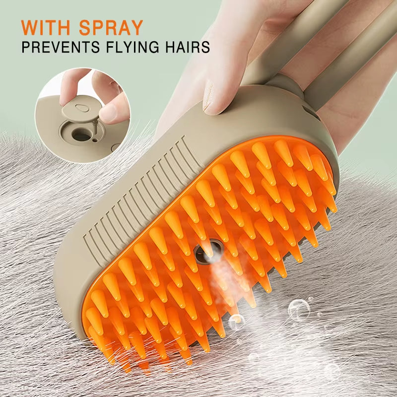 3-in-1 Electric Pet Grooming Brush with Spray - Cat & Dog Cleaning, Massage, and Hair Removal Tool