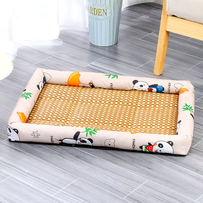 Pet Beds Sleeping Mat Dog Beds Rattan Woven Cat Sofa Bed Pet Cooling Mat for Cats Small Medium Dogs Beds Kitten Puppy Cushion