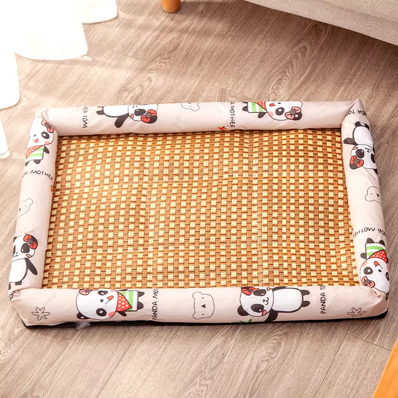 Pet Beds Sleeping Mat Dog Beds Rattan Woven Cat Sofa Bed Pet Cooling Mat for Cats Small Medium Dogs Beds Kitten Puppy Cushion