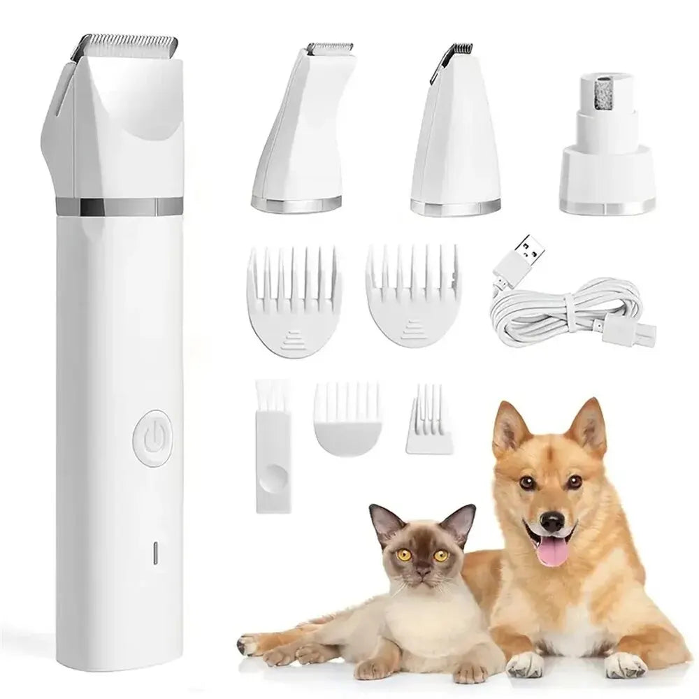 Ultimate 4-in-1 Rechargeable Electric Pet Grooming Kit - Professional Clippers for Dogs with Foot Hair Trimmer