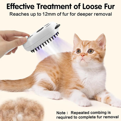 Cat Brush for Shedding, 4 in 1 Cat Steam Brush, Water Cat Brushes with UV Light & Spray,Steam Brush for Massage Clean Prevention