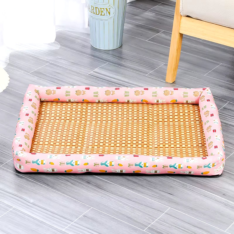 Pet Beds Sleeping Mat Dog Beds Rattan Woven Cat Sofa Bed Pet Cooling Mat for Cats Small Medium Dogs Beds Kitten Puppy Cushion