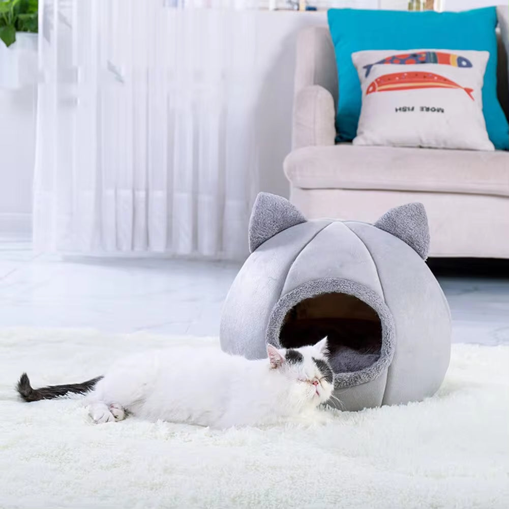 Self-Warming Pet Tent Bed for Cats and Small Dogs - Comfortable Cave-Style Sleeping Solution